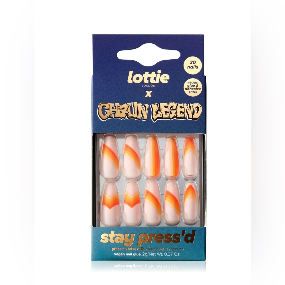 Lottie x Chaun Legend Press On Nail Set,  Sunset Strip, 30 Coffin Shape Nails
